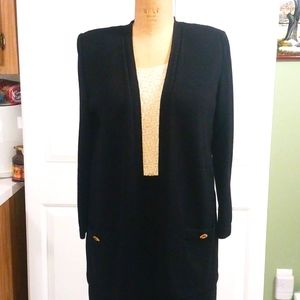 St John's suitskirt black on black knit with gold buttons large top 14 btm